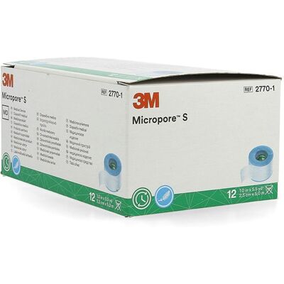 Micropore S 3m Hechtpleister 2,5x500cm 12 Micropore S 3m Hechtpleister 2,5x500cm 12