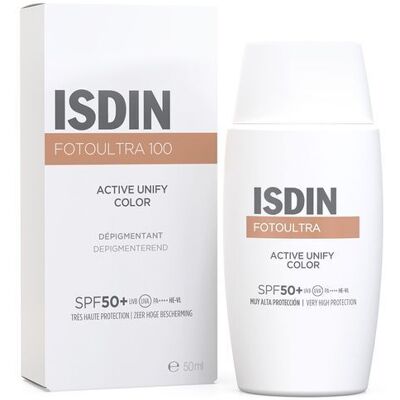Isdin FotoUltra 100 Active Unify Color SPF50+ 50 ml - Zonnebrandcrème Isdin FotoUltra 100 Active Unify Color SPF50+ 50 ml - Zonnebrandcrème