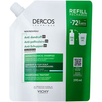 Vichy Dercos Anti-Roos Shampoo Normaal tot Vet Haar Navulling 390 ml Vichy Dercos Anti-Roos Shampoo Normaal tot Vet Haar Navulling 390 ml