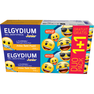 Oral Care Elgydium Junior Emoji Tandpasta, Tutti Frutti smaak 50ML 1 + 1 gratis Oral Care Elgydium Junior Emoji Tandpasta, Tutti Frutti smaak 50ML 1 + 1 gratis