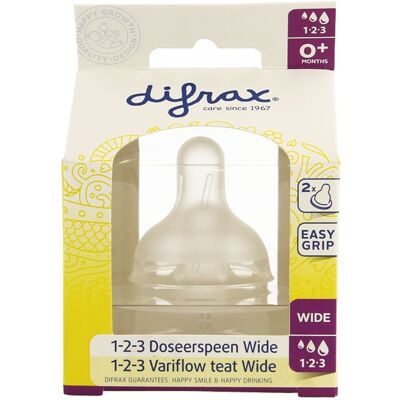 Difrax Babyfles Speen - Breed, 3 VariFlow - Helder - Babyfles Toebehoren Difrax Babyfles Speen - Breed, 3 VariFlow - Helder - Babyfles Toebehoren