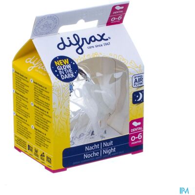 Difrax Fopspeen Dental 0-6m Nacht Difrax Fopspeen Dental 0-6m Nacht