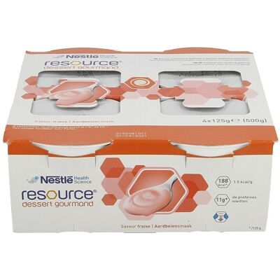 Nestlé Resource Aardbei Dessert 4x125g - Dessert Nestlé Resource Aardbei Dessert 4x125g - Dessert