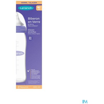 Lansinoh Glazen Babyfles - NaturalWave 240ml Lansinoh Glazen Babyfles - NaturalWave 240ml