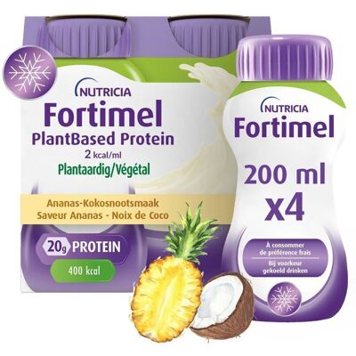 Fortimel PlantBased Protein 2kcal Ananas-Kokosnootsmaak Voedingssupplement Ondervoeding Flessen 4x200ml Fortimel PlantBased Protein 2kcal Ananas-Kokosnootsmaak Voedingssupplement Ondervoeding Flessen 4x200ml