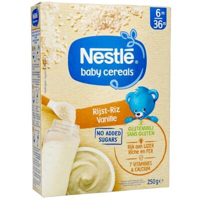 Nestle Baby Cereals Rijst Vanille Glutenvrij Granen Baby +6 Maanden 250g Nestle Baby Cereals Rijst Vanille Glutenvrij Granen Baby +6 Maanden 250g