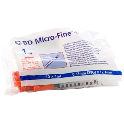 Bd Medical Microfine Insuline Spuit U-100 10x1ml Bd Medical Microfine Insuline Spuit U-100 10x1ml