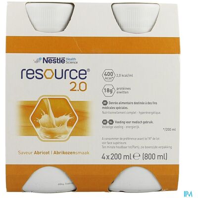 Resource 2.0 Abrikoos 4x200ml 12100545 Resource 2.0 Abrikoos 4x200ml 12100545