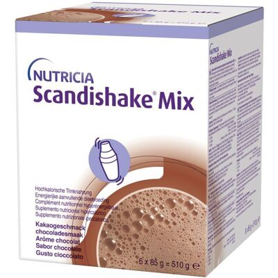 Danone Nutricia Scandishake Chocolade - Hoog-energie poeder voor enterale voeding - 6 zakjes Danone Nutricia Scandishake Chocolade - Hoog-energie poeder voor enterale voeding - 6 zakjes