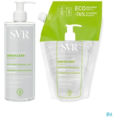 SVR Merk Micellulaire Water voor Vette Huid - 400ml + Navulling SVR Merk Micellulaire Water voor Vette Huid - 400ml + Navulling