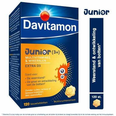 Davitamon Junior Multivitaminen - Fruit Smaak - 120 Kauwtabletten Davitamon Junior Multivitaminen - Fruit Smaak - 120 Kauwtabletten