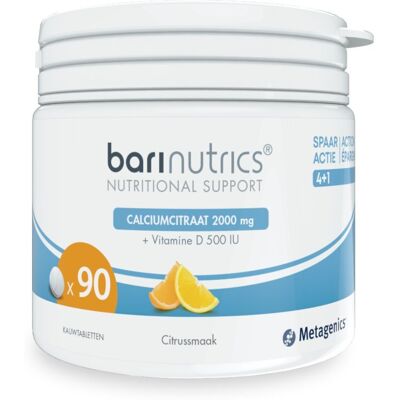 BariNutrics Calciumcitraat Sinaasappelsmaak Kauwtabletten - Calciumsupplement BariNutrics Calciumcitraat Sinaasappelsmaak Kauwtabletten - Calciumsupplement