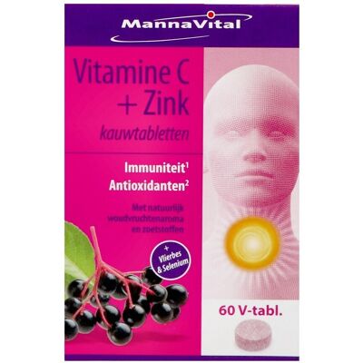Mannavital Vitamine C + Zink - Voedingssupplement Mannavital Vitamine C + Zink - Voedingssupplement