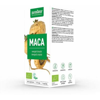 Purasana Biologische Maca 120 Capsules - Voedingssupplement Purasana Biologische Maca 120 Capsules - Voedingssupplement