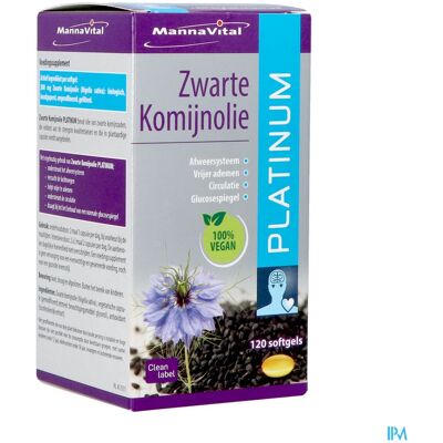 Mannavital Zwarte Komijnolie Platinum Softgels 120 Mannavital Zwarte Komijnolie Platinum Softgels 120
