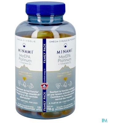 Minami MorEPA Platinum Smart Fats + Vitamine D3 120 capsules Minami MorEPA Platinum Smart Fats + Vitamine D3 120 capsules