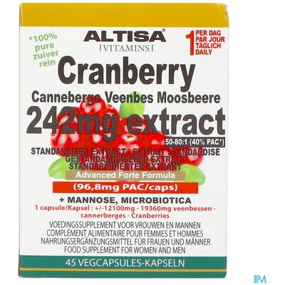 Altisa Cranberry 242mg Extract 45 Capsules Altisa Cranberry 242mg Extract 45 Capsules