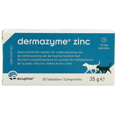 Dermazyme Zink Hond en Kat 50 Kauwtabletten - Voedingssupplement Dermazyme Zink Hond en Kat 50 Kauwtabletten - Voedingssupplement