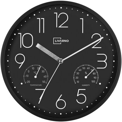 LIVARNO Wandklok met thermo- en hygrometer, Ø25 cm (Zwart) LIVARNO Wandklok met thermo- en hygrometer, Ø25 cm (Zwart)