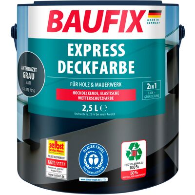BAUFIX Express Deckfarbe - antracietgrijs - 2,5 L - buitenverf BAUFIX Express Deckfarbe - antracietgrijs - 2,5 L - buitenverf