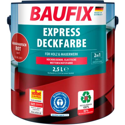 BAUFIX - 2in1 Express Deckfarbe skandinavisch - rood - Deck paint BAUFIX - 2in1 Express Deckfarbe skandinavisch - rood - Deck paint