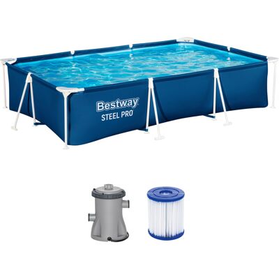 BESTWAY Zwembad Steel Pro™ Frame met filterpomp 300 x 201 x 66 cm BESTWAY Zwembad Steel Pro™ Frame met filterpomp 300 x 201 x 66 cm