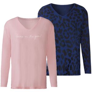 esmara 2 dames shirts met lange mouwen (Blauw/roze, M (40/42)) esmara 2 dames shirts met lange mouwen (Blauw/roze, M (40/42))