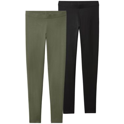esmara Set van 2 dames leggings (Zwart/groen, XS (32/34)) esmara Set van 2 dames leggings (Zwart/groen, XS (32/34))