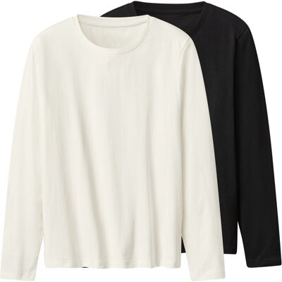 esmara Set van 2 dames shirts met lange mouwen (Zwart/wit, S (36-38)) esmara Set van 2 dames shirts met lange mouwen (Zwart/wit, S (36-38))