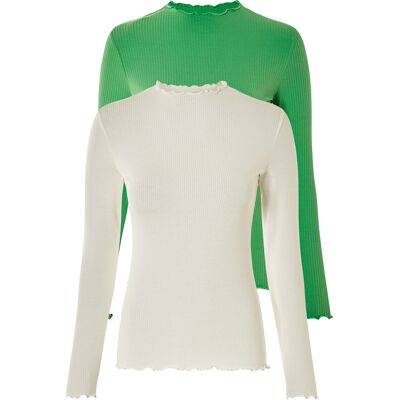 esmara 2 dames shirts (Groen/wit, L (44/46)) esmara 2 dames shirts (Groen/wit, L (44/46))