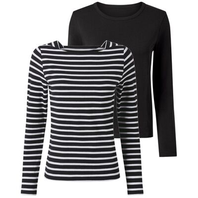 esmara 2 Dames shirts (Zwart/wit, XS (32/34)) esmara 2 Dames shirts (Zwart/wit, XS (32/34))