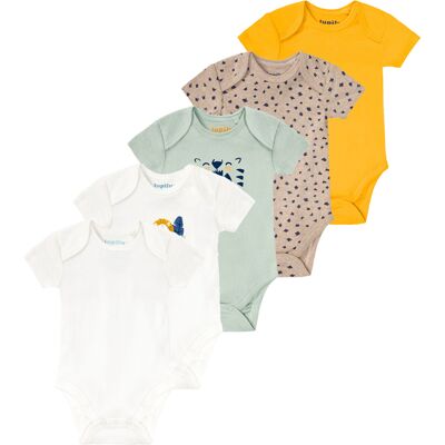 LUPILU 5 babyrompers (Mint/wit/geel/beige, 50/56) LUPILU 5 babyrompers (Mint/wit/geel/beige, 50/56)