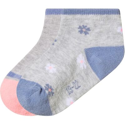 lupilu 2 Paar kinder sokken (Bloemen/grijs/blauw/roze, 23/26) lupilu 2 Paar kinder sokken (Bloemen/grijs/blauw/roze, 23/26)