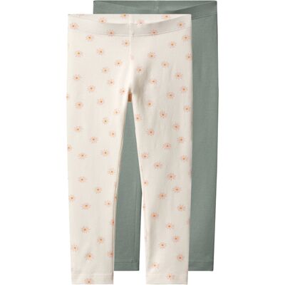 lupilu Set van 2 kinder leggings (Wit/groen, 98/104) lupilu Set van 2 kinder leggings (Wit/groen, 98/104)