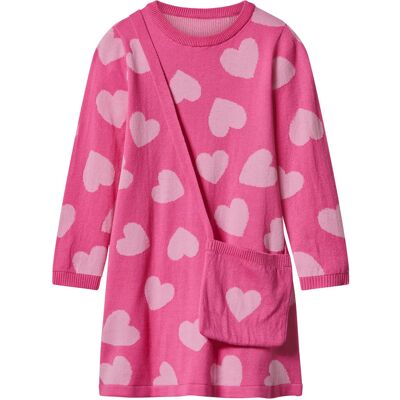 LUPILU Gebreide kinder jurk met tasje (Roze, 98/104) LUPILU Gebreide kinder jurk met tasje (Roze, 98/104)