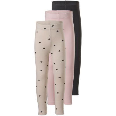 LUPILU Set van 3 kinder leggings (roze/beige/grijs, 122/128) LUPILU Set van 3 kinder leggings (roze/beige/grijs, 122/128)
