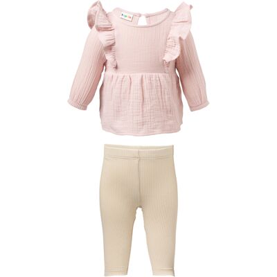 LUPILU Mousseline baby kledingset, 2-delig (Roze/beige, 50/56) LUPILU Mousseline baby kledingset, 2-delig (Roze/beige, 50/56)