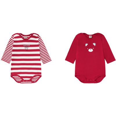 KANZ Baby romper, 2 stuks, met kruisknopen (68, Rood/wit) KANZ Baby romper, 2 stuks, met kruisknopen (68, Rood/wit)