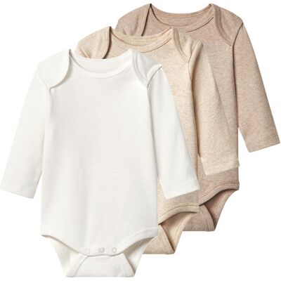 LUPILU Set van 3 baby rompers (wit/beige, 86/92) LUPILU Set van 3 baby rompers (wit/beige, 86/92)