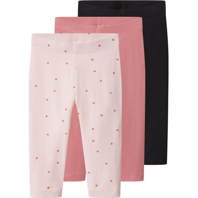 LUPILU Set van 3 kinder capri leggings (roze/zwart, 122/128) LUPILU Set van 3 kinder capri leggings (roze/zwart, 122/128)