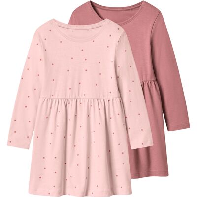 LUPILU Set van 2 kinder jurken (Donkerroze/roze, 122/128) LUPILU Set van 2 kinder jurken (Donkerroze/roze, 122/128)