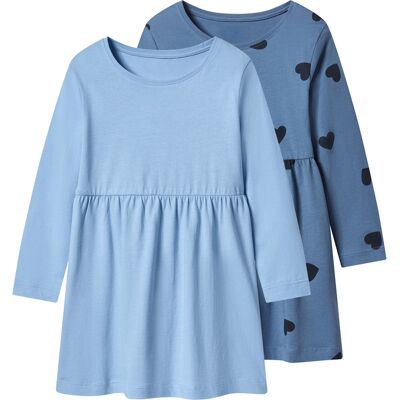 LUPILU Set van 2 kinder jurken (Blauw, 122/128) LUPILU Set van 2 kinder jurken (Blauw, 122/128)