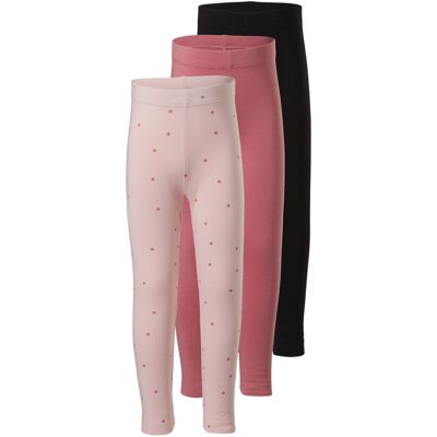 LUPILU Set van 3 kinder leggings (roze/roze/zwart, 122/128) LUPILU Set van 3 kinder leggings (roze/roze/zwart, 122/128)