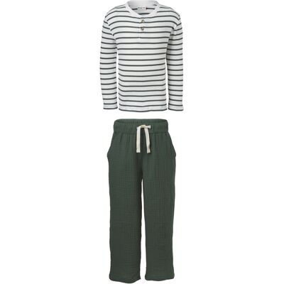 LUPILU Mousseline kinder kledingset 2-delig (Groen, 110/116) LUPILU Mousseline kinder kledingset 2-delig (Groen, 110/116)