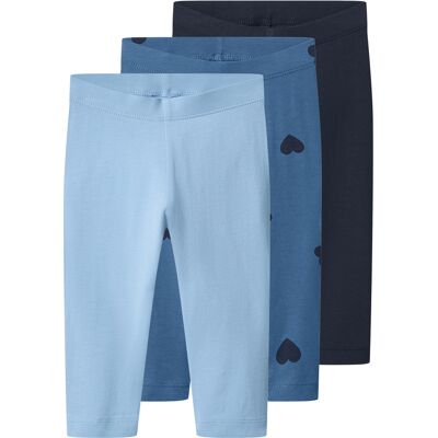 LUPILU Set van 3 kinder capri leggings (Blauw/donkerblauw, 98/104) LUPILU Set van 3 kinder capri leggings (Blauw/donkerblauw, 98/104)