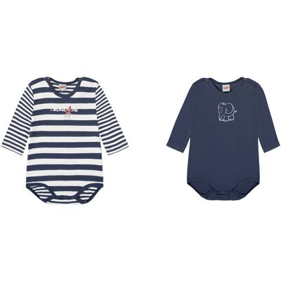 KANZ Baby romper, 2 stuks, met kruisknopen (74, Blauw) KANZ Baby romper, 2 stuks, met kruisknopen (74, Blauw)