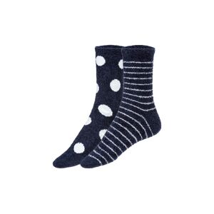 esmara 2 paar dames sokken (39-42, Donkerblauw/wit)