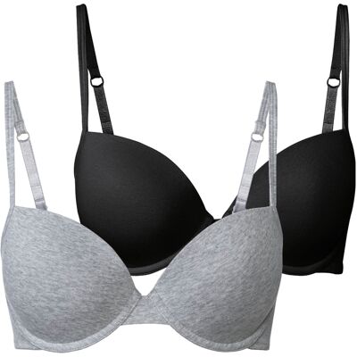 esmara 2 dames beugel BH's (75B, Zwart/grijs) esmara 2 dames beugel BH's (75B, Zwart/grijs)