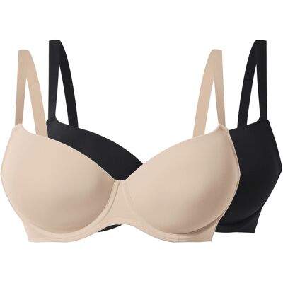 esmara Set van 2 BH's - Plus size (Zwart/beige, 85D) esmara Set van 2 BH's - Plus size (Zwart/beige, 85D)