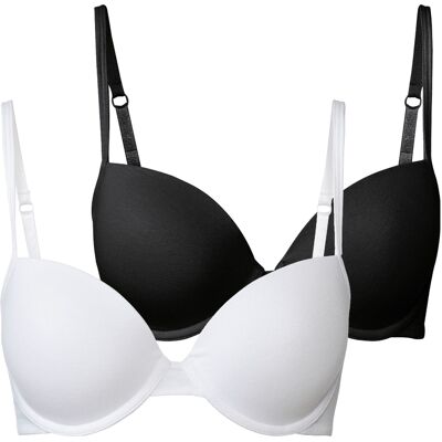 esmara 2 dames beugel BH's (75B, Zwart/wit) esmara 2 dames beugel BH's (75B, Zwart/wit)